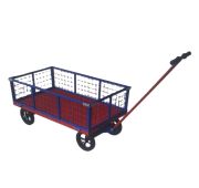 Тележка платформенная 800х1400 мм, с сетчатые борта, поворотное дышло, колесо пневмо д. 400