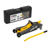 Домкрат гидравлический подкатной с фиксатором, 2,5 т,  85-385 мм, в пласт. кейсе// Denzel