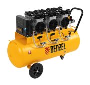 Компрессор безмаслянный малошумный DLS 3300/100, 3300 Вт,3х1100, 100 л, 570 л/мин блок упр// Denzel