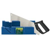 Стусло пластиковое, синее, 4 угла для запила, пила 450 мм Сибртех