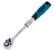 Ключ телескопический трещоточный 1/4, 150-200 мм, CrV, хромированная, двухкомпонентная рукоятка Gros