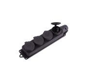 Розетка Smartbuy, 4-х местная с защитными крышками каучуковая 230В, 2P+PE, 16A, IP44