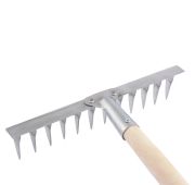Грабли, нержавеющая сталь, 340 х 1300 мм, 14 витых зубьев, деревянный черенок, Россия, Сибртех