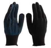 Перчатки трикотажные хлопкоэфирные плюшевые, ПВХ «точка», 7 кл., 55 гр., Россия// Сибртех