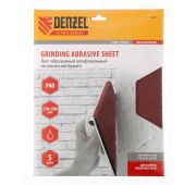 Шлифлист на бумажной основе, P 40, 230 х 280 мм, 5 шт, латексный, водостойкий Denzel