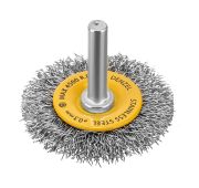Щетка для дрели, 50 мм, Плоская, со шпилькой, нержавеющая витая проволока// Denzel