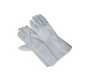 Краги спилковые 5-палые (серый спилк) удлиненные