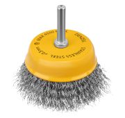 Щетка для дрели, 75 мм, Чашка, со шпилькой, нержавеющая витая проволока// Denzel