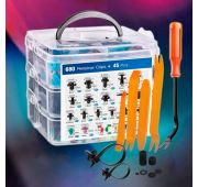 Клипсы автомобильные 680 штук, крепежные, пластиковые 23 вида, съемник салона