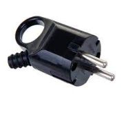 Вилка Smartbuy, с кольцом с заземлением черная 16А 250В / кор. 40 шт.