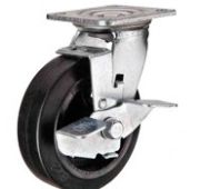 Колесо 560160 черная резина, поворот с тормозом,  д.160мм