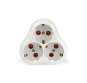 Тройник Smartbuy, 3 гнезда с заземлением круглый белый 16А 250В