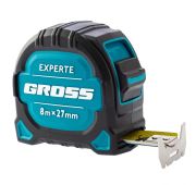 Рулетка Experte, 8 м x 27 мм, двухкомпонентный корпус, магнит, двухсторонняя разметка, нейлон Gross