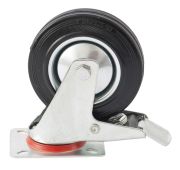 Колесо поворотное с тормозом D 160 мм, крепление платформенное Сибртех