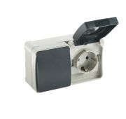 Блок розетка выключатель, IP54 «Сатурн»