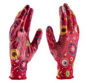 Перчатки садовые из полиэстера с нитрильным обливом, красные, L Palisad