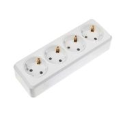 Розетка 4-местная 16А с заземлением белая «Юпитер»