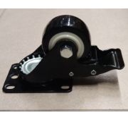 Колесо полиуретановое черное 65 мм (поворот, тормоз, полипропил.обод, двойной шарикополш.)