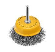 Щетка для дрели, 65 мм, Чашка, со шпилькой , нержавеющая витая проволока// Denzel