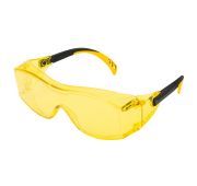 Очки защитные открытые, поликарбонатные, увеличенная желтая линза, регулируемые дужки// Denzel