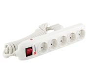 Удлинитель бытовой с заземлением, выключателем и  шторками , 3*1,5мм*3м, 5 розеток, 16А,STERN//95752