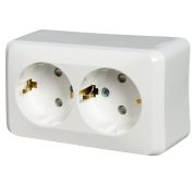 Розетка двойная ЭТЮД Schneider Electric накладная со шторками с заземлением белая