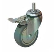 Колесо 720050DB аппаратное, серая резина, крепление-шпилька, поворотное, д. 50 с тормозом