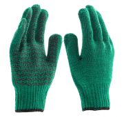 Перчатки трикотажные усиленные, гелевое ПВХ-покрытие, 7 класс, зеленые Россия Сибртех