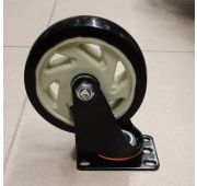 Колесо полиуретановое черное 125 мм (поворот, полипропил.обод, двойной шарикополш.)