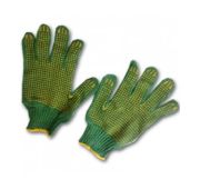 Перчатки х/б зеленые 3 нити ЭКОНОМ ПВХ точка