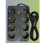 Сетевой фильтр с USB 8 розеток и 4 USB + 1 type C, 3м/ MNS-2528