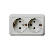 Розетка двойная с заземлением BOLLETO белая накладная 7128