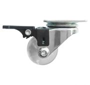 Колесо ПУ прозрачное поворотное с тормозом d-35 мм, креплениеплатформенное Сибртех